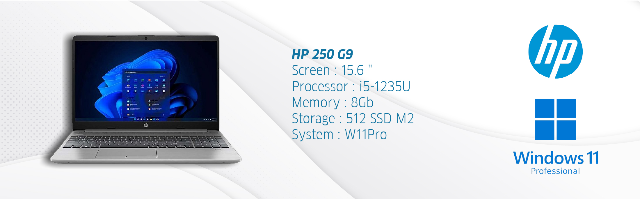 HP 250 G9 15.6" /i5-1235U /8 /512 SSD M2 /W11Pro (6S7M3EA)