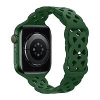 Watchband Hoco WA09 Flexible Rhombus Hollow 38/40/41mm  Apple Watch 1/2/3/4/5/6/7/8/SE Dark Green Silicon Band