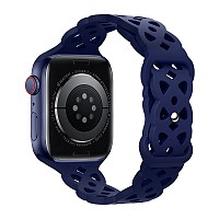 Watchband Hoco WA09 Flexible Rhombus Hollow 38/40/41mm  Apple Watch 1/2/3/4/5/6/7/8/SE Dark Blue Silicon Band