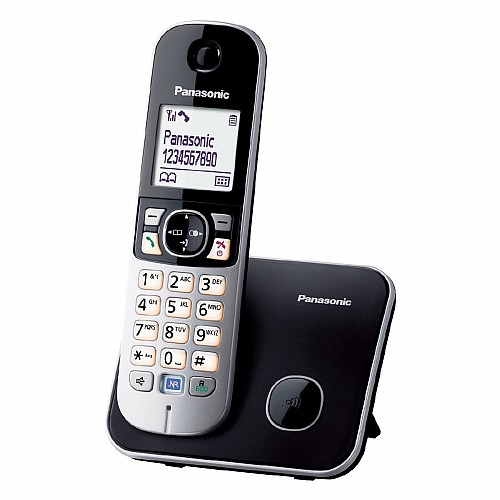 Ασύρματο Ψηφιακό Τηλέφωνο Panasonic KX-TG6851JTB  με Μεγάλη LCD Οθόνη και Ανοιχτή Ακρόαση Μαύρο-Ασημί Αγγλικό Μενού